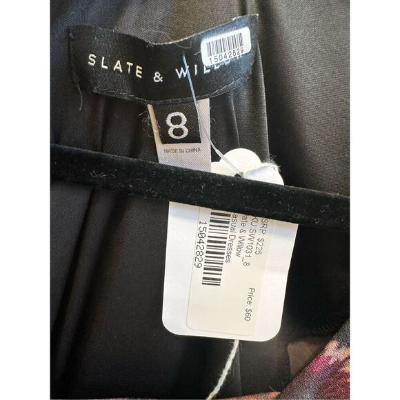 Slate and Willow Deep Floral 3/4 Sleeve Square Neck Dress Size 8 - Picture 6 of 8